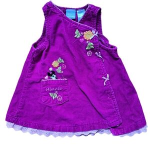 3/20$ Disney Purple Minnie Mouse Casual Dress Embroidered Corduroy